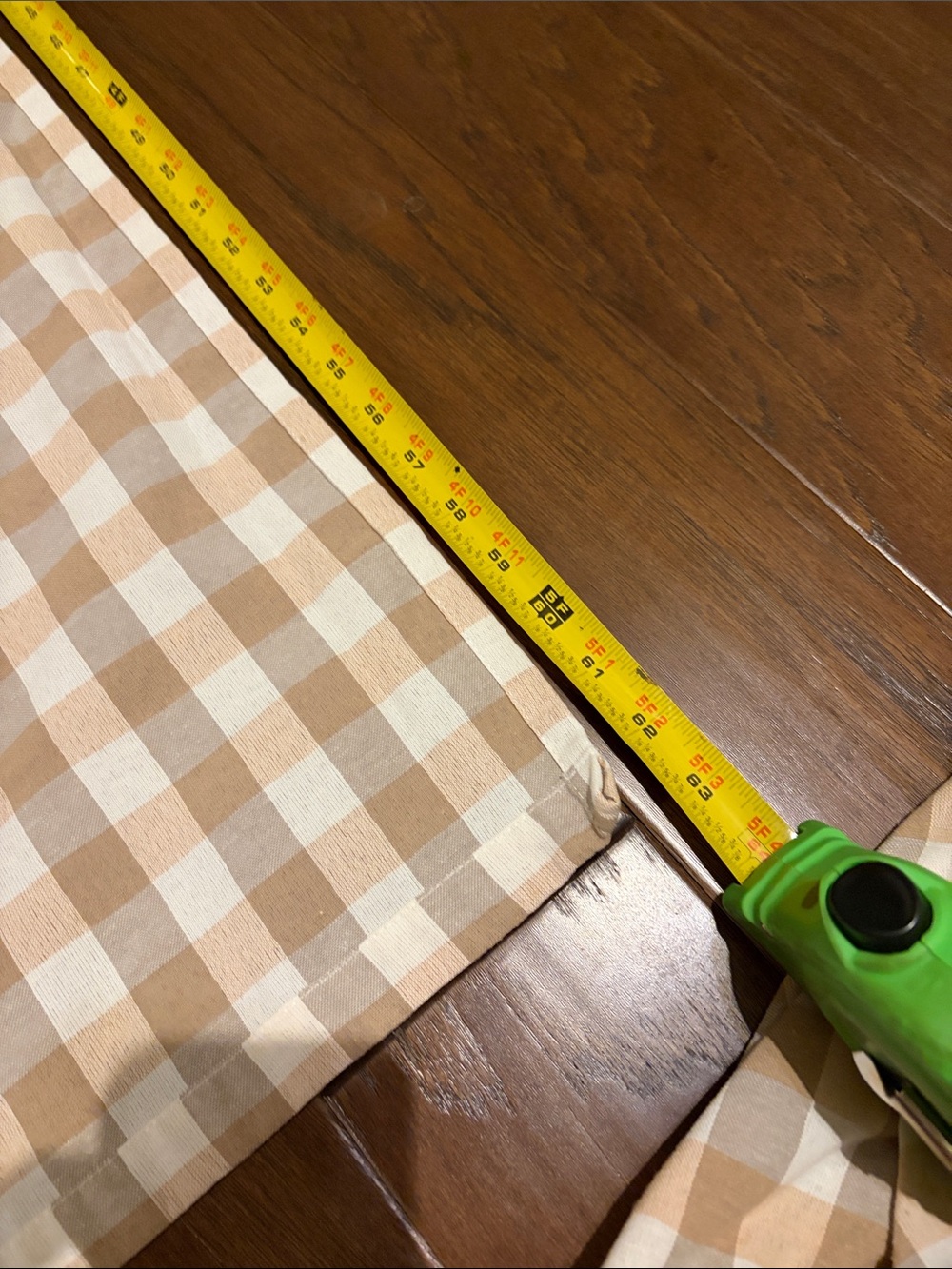 Gingham Check Curtain 4 Panels in Beige and White 63 x 39 inches - Picture 2 of 5